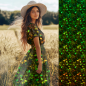 Preview: Bio Viskosejersey mit Überbreite: Eigenproduktion Velvet Blossom green (Bordüre) von Graustufen-Stoffe
